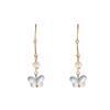 High-End Gradient Blue Crystal Butterfly Earrings – Chinese Style Long Dangle