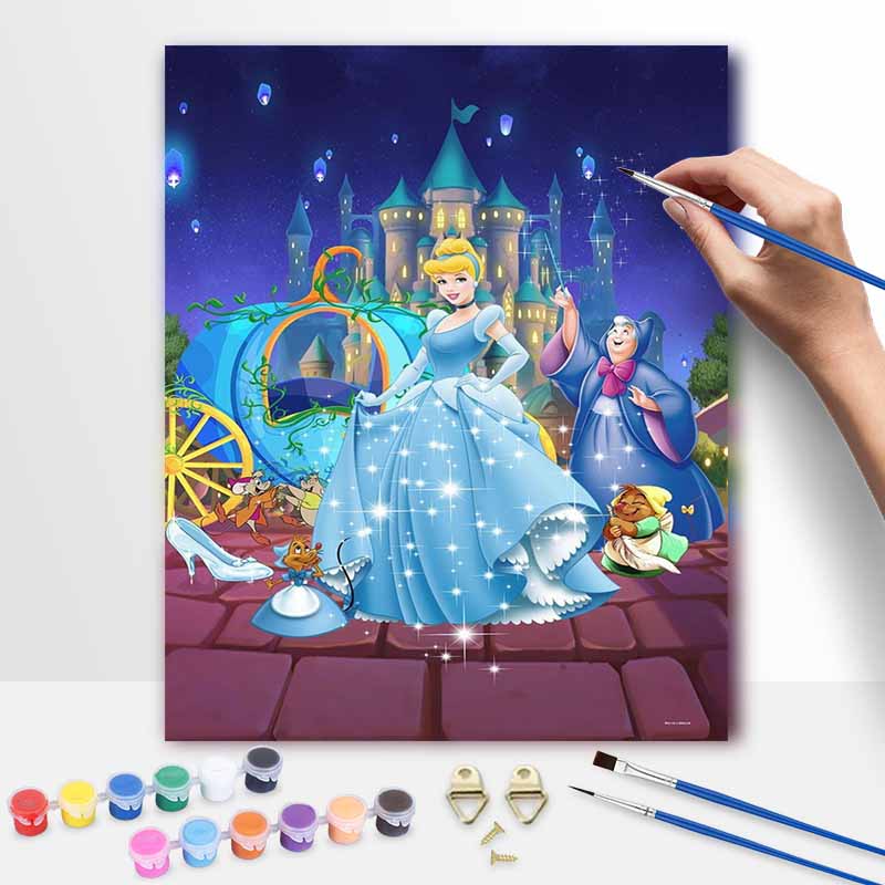 Disney Cinderella oil painting handmade painting kit diy home room decoration gift 20x30cm
