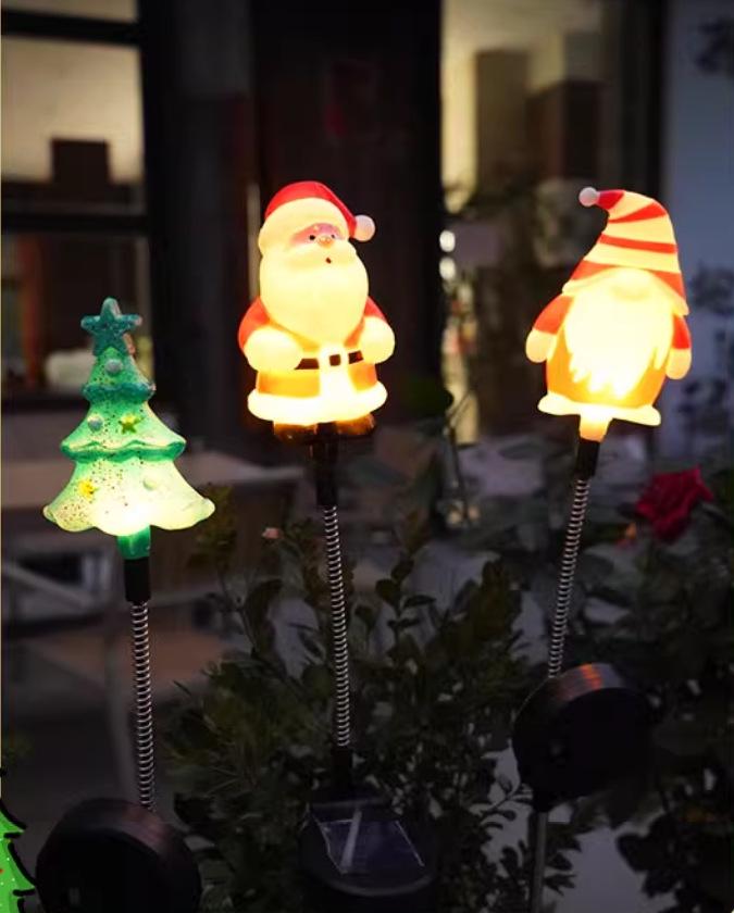 Solar Swinging Gnome Santa Ground Light for Christmas Decorations