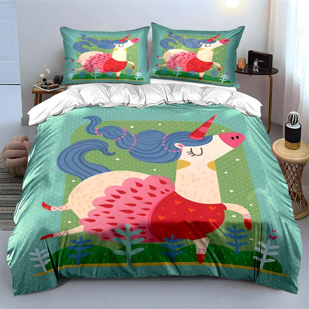Unicorn with colorful mane. Bedding sets Duvet cover sets Duvet covers Pillowcases(1 * Duvet Cover 2 * Pillowcases, without duvet insert)