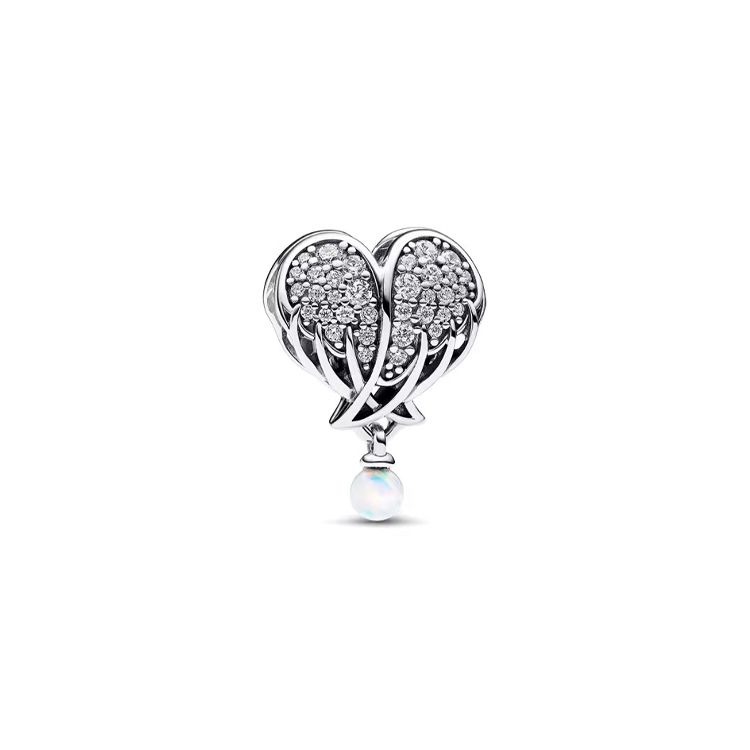Pandora Angel Wings Heart Charm Pendant Women jewelry Silver 792980C01 Box