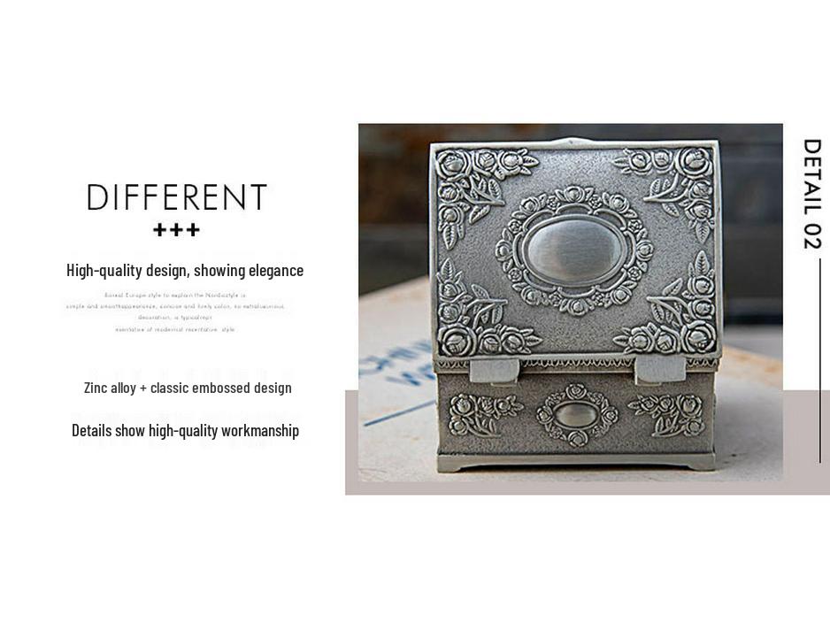 Europäische quadratische Rosen-Schmuckschatulle für Ohrringe & Halskette - Kleines Souvenirgeschenk