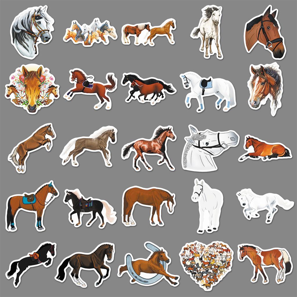 50 Horse Graffiti Stickers Personalized Cartoon Animal Creative Decoration Mobile Phone Case Water Cup Suitcase Stickers