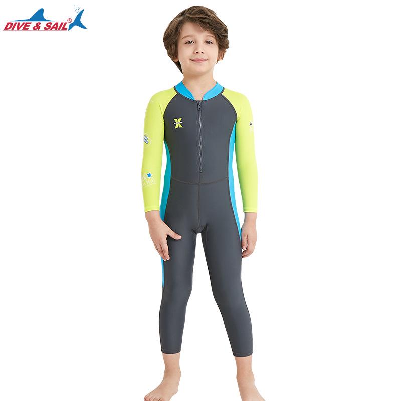 Children's Quick-Dry Long-Sleeve Swimsuit - Sun Protection, Summer One-Piece Dive Suit for Kids