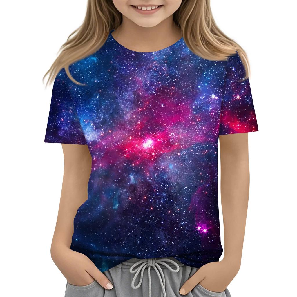 Kleinkind Mädchen Jungen Shirt Niedlich Sternenhimmel Bedruckte T-Shirts Kinder Shirts 1-15 Jahre