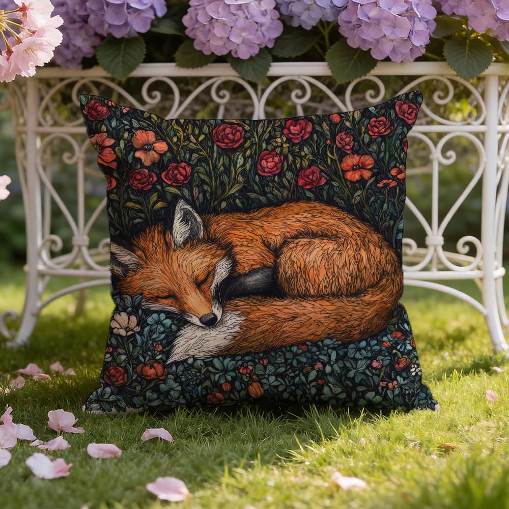 W-William M-Morris Art Fox Cushion Cover Home & Car Dual-Scene Pillow Cover: Reversible for Premium Comfort
