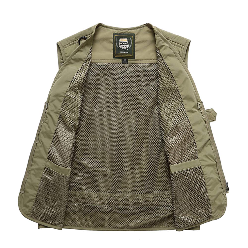 Manatsulife Men's Mesh Vest, Photographer's Vest, Fishing Vest, Multifunctional Jacket, Breathable, Outdoor, Large Sizes, Multicolor, 7898 (Black, XL)