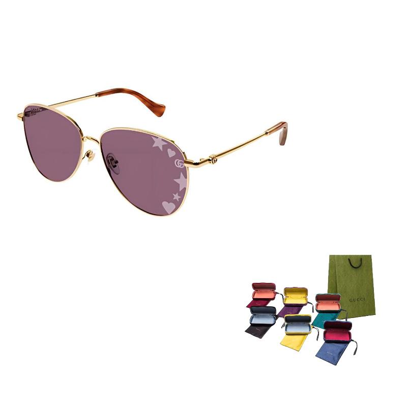 

GUCCI Lens Print Metallic Irregular Sunglasses Unisex Couple Gold 60 золотой