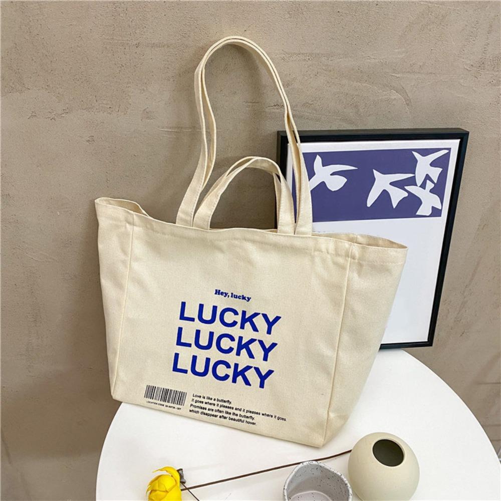 Minimalist Large Capacity Letter Print Tote Bag Shopping Handbag Woman Shoulder Bag Zipper Casual Underarm Bag Work