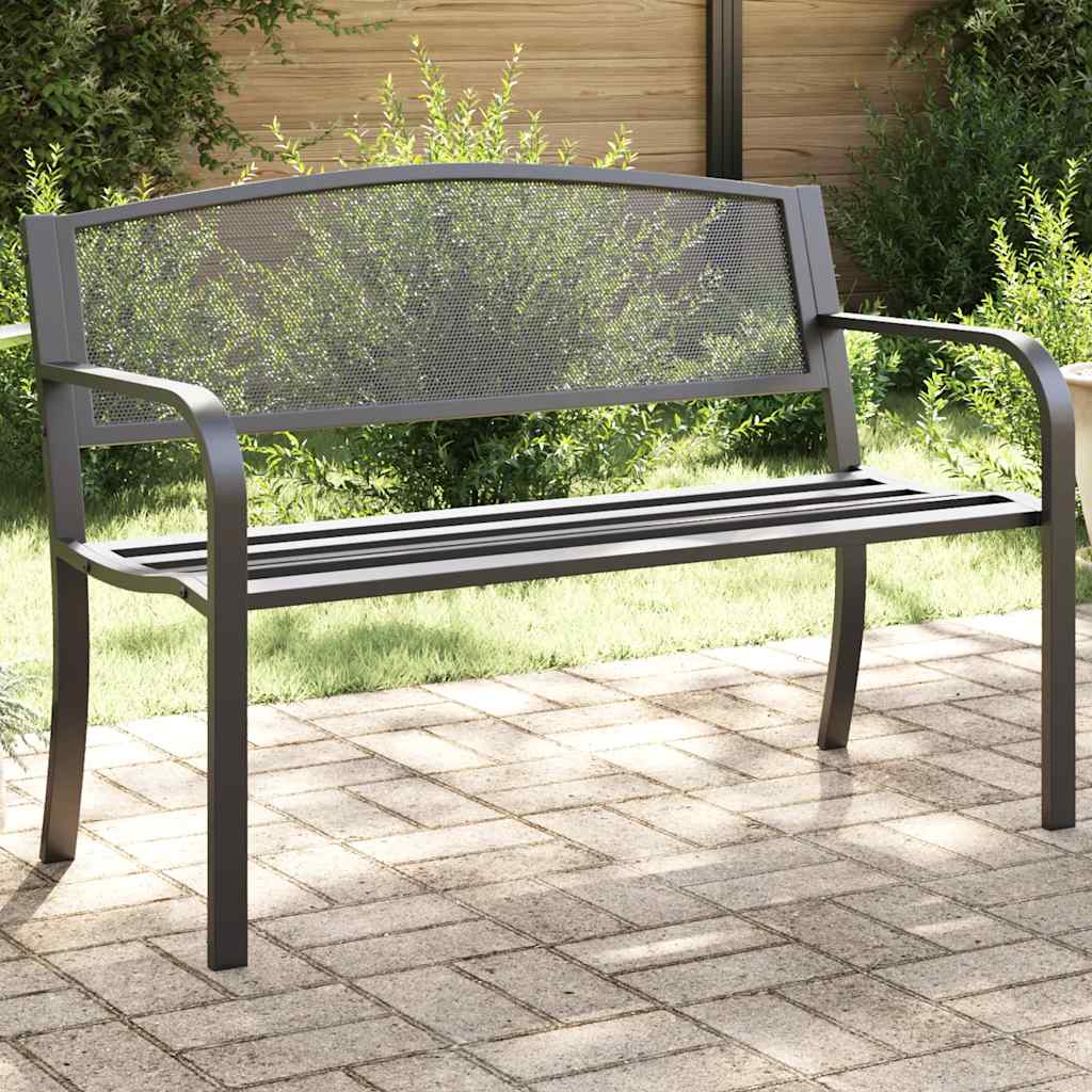 Vidaxl Gartenbank, 119 cm, Schwarz, Stahl