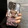 Cute Highland Cow Plating Phone Case For Iphone 16 17 Pro Max Air 16E 14 15 Plus 12 13 Mini Anti-Fall Airabag Cover