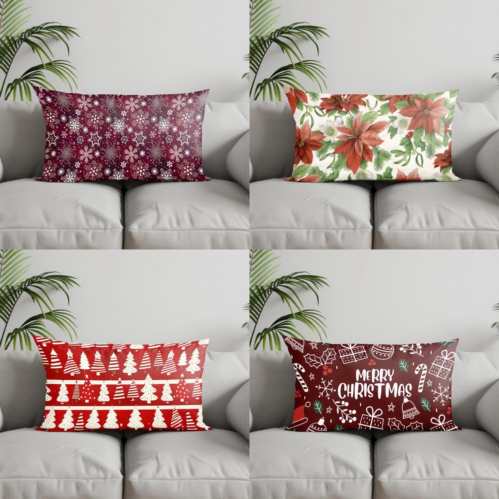 Home Decor Christmas Patterns Pillow Cover Suitable For Sofa Bedroom Car Pillow Cover Cushion Rectangular Back Cushion