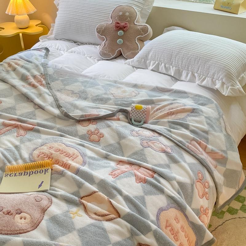 Autumn Warm Cute Bear Blankets for Bed Soft Cartoon Bedspread Comfortable Coral Fleece Throw Blanket Sofa Single Double Blanket