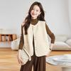 2025 Autumn Women's Fashionable Round Neck Knitted Cardigan Vest - Versatile Petite Sweater Top