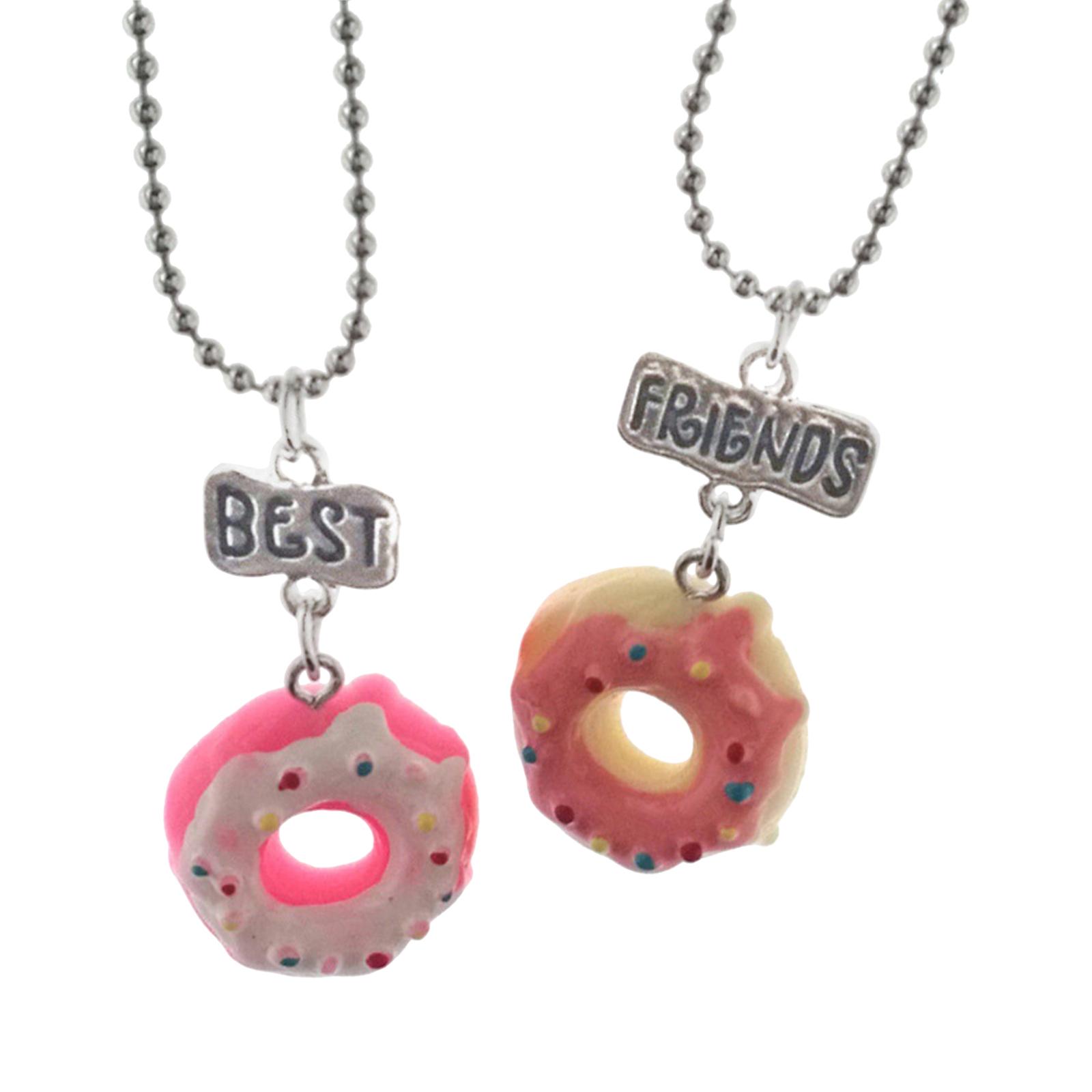 

Набор из 2 очаровательных подвесок-ожерелий в виде пончика и торта, символизирующих сладкую дружбу, идеально подходящих для повседневной носки