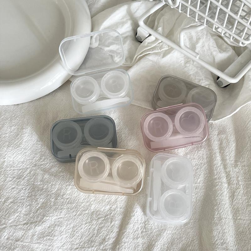Ins Minimalist Transparent Contact Lens Box Women Travel Colored Contact Lens Case Contact Lenses Case with Tweezers