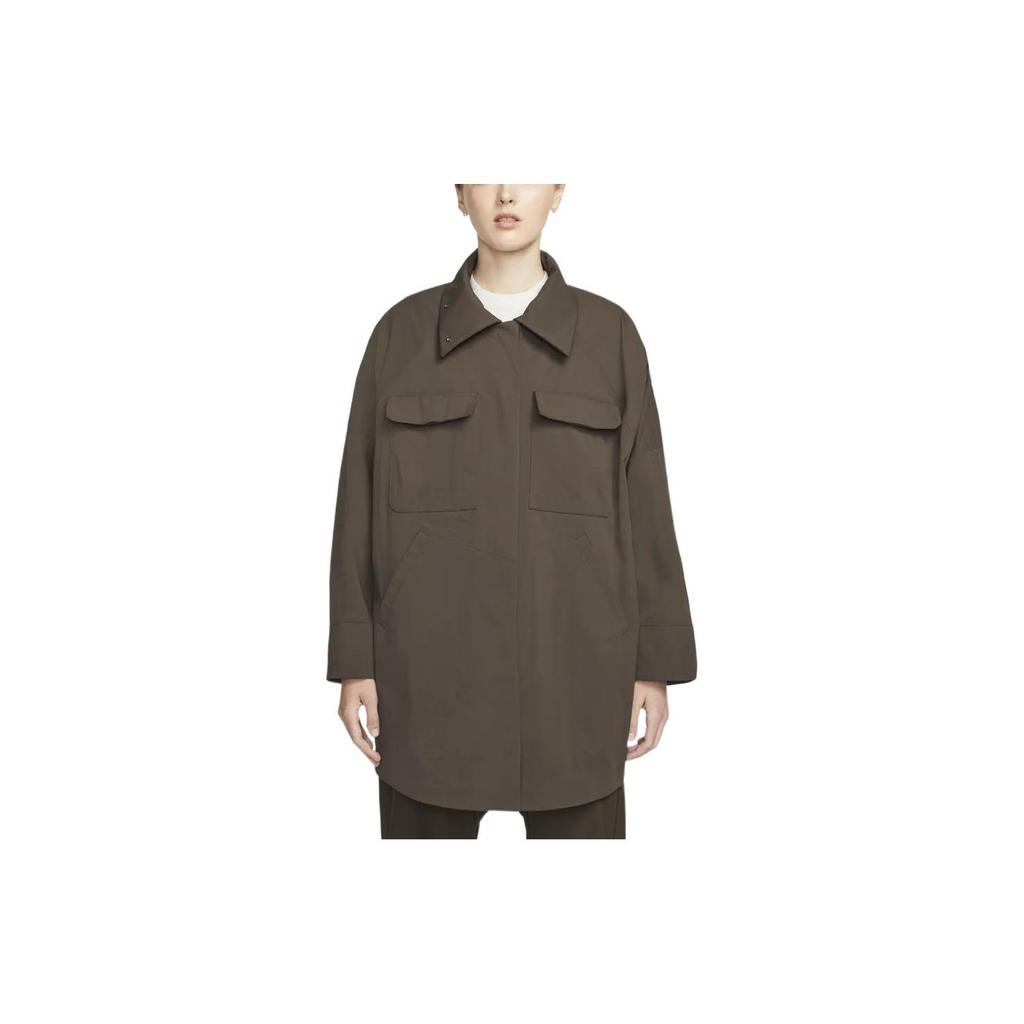 Nike Esc Series Solid Color Pocket Mid-Length Collar Jacket Women Jacket Brown DH2959-295