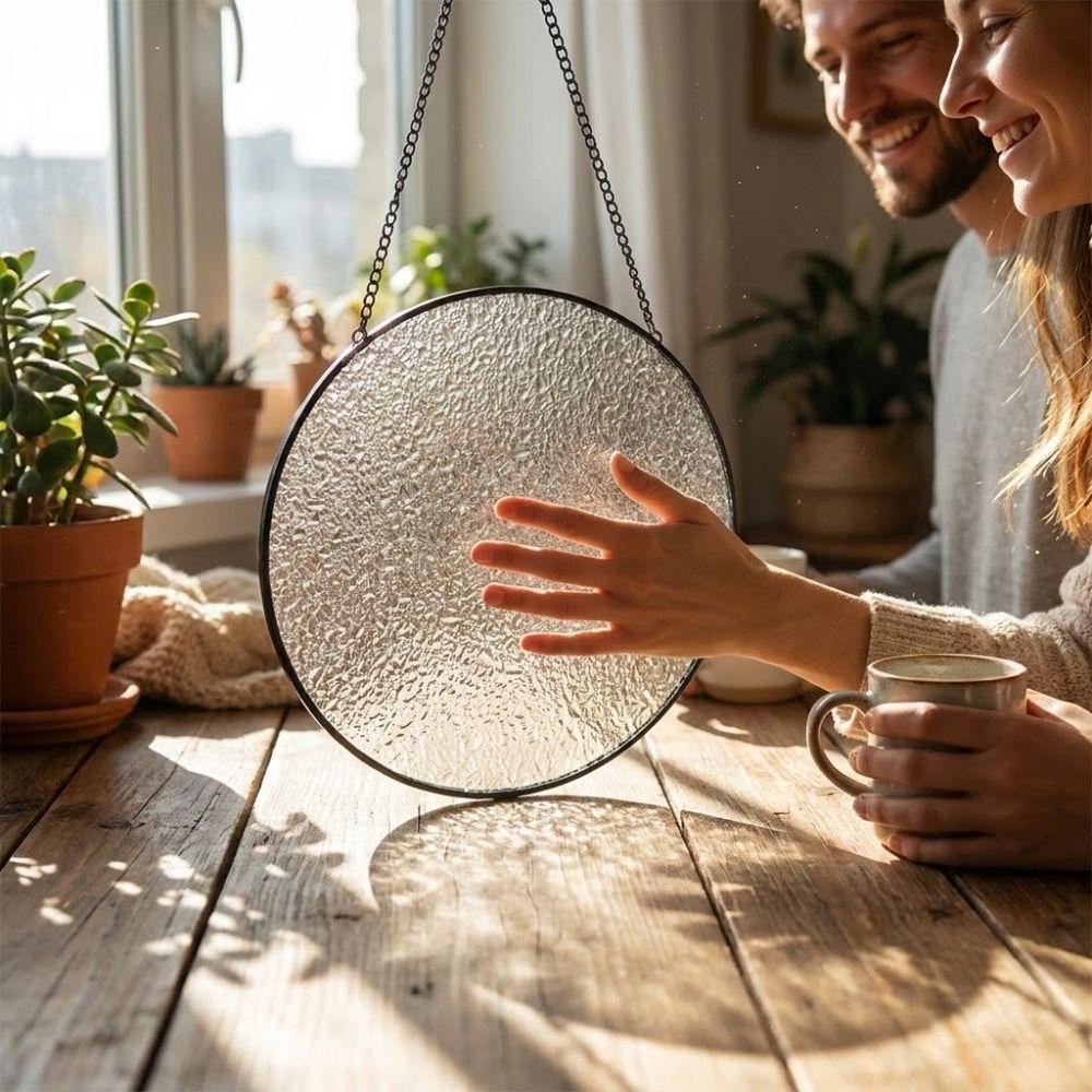 Ronde Lege Lichtvangende Zonenvanger Gehamerd Glasoppervlak Glazen Hangdecoratie Raamdecoratie