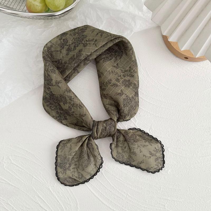 Silk scarf new retro literary cotton and linen square scarf decorative scarf floral headscarf headband multi-purpose scarf small shawl