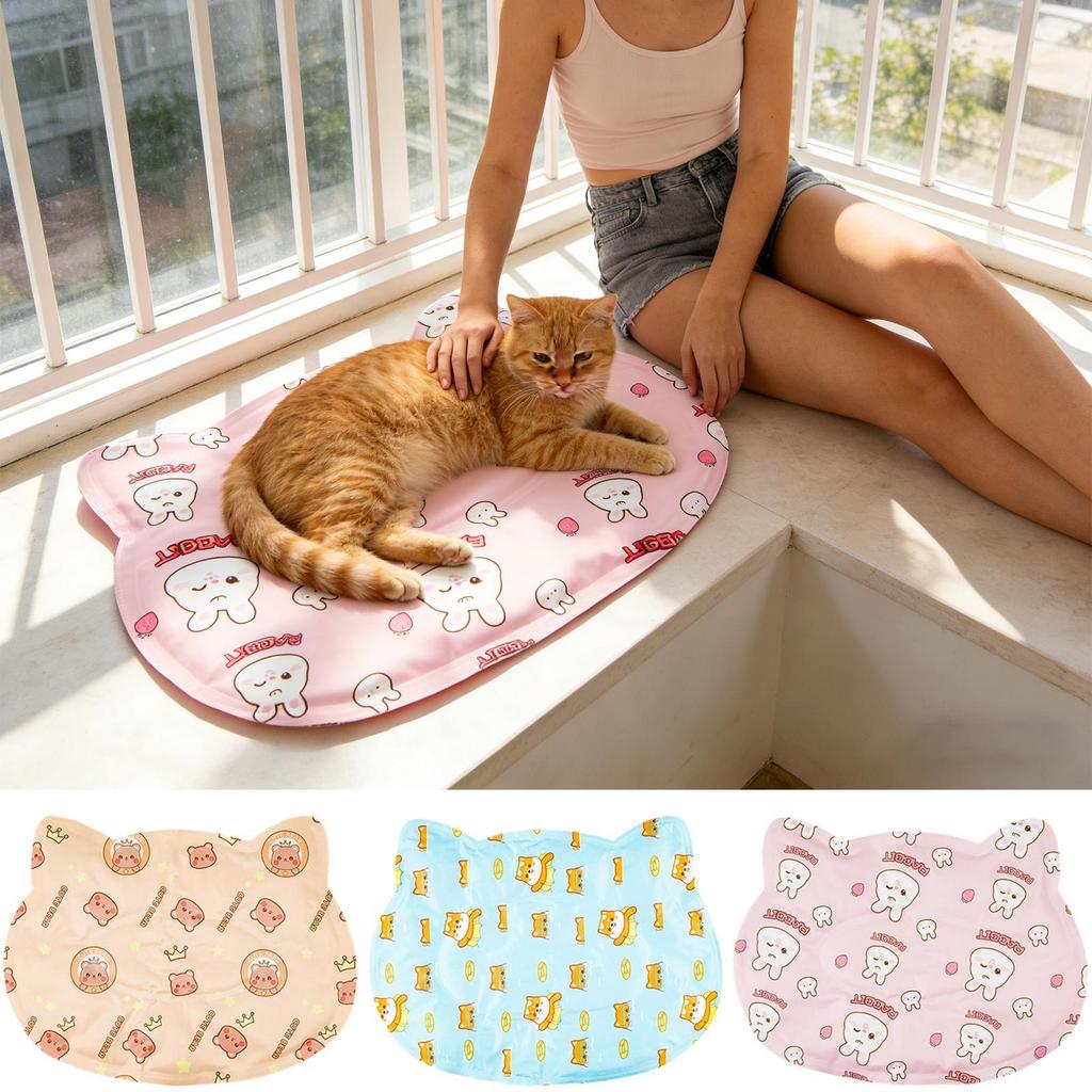 Pet Summer Cooling Pad Cute Cartoon Pattern Cat Dog Sleeping Mat Kennel Ice Silk Cool Mats Floor Sofa Blanket Pet Supplies