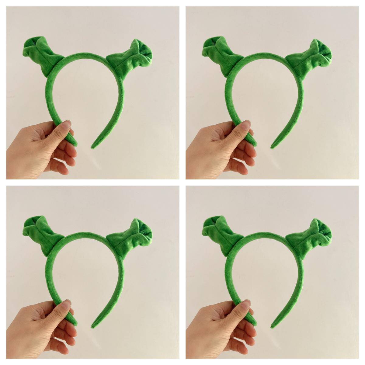 2/ 4 Stuks Pluche Dierenoor- en Hoorntjes Hoofdband-Halloween Kerst Festival Themafeest Dier Cosplay Kostuum Hoofdbanden green