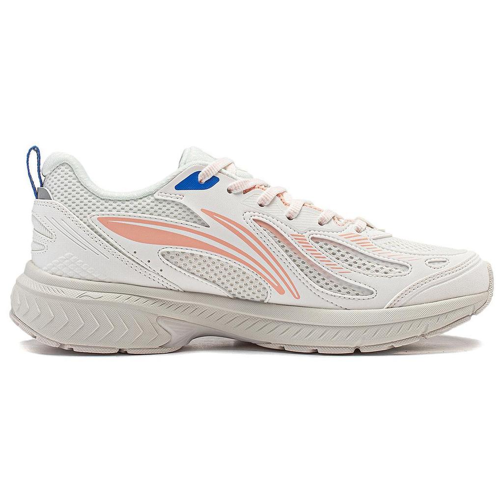 Li Ning Cushioning Slip Resistant Abrasion Resistant Low Top Running Shoes Women's White Blue ARXT022-5