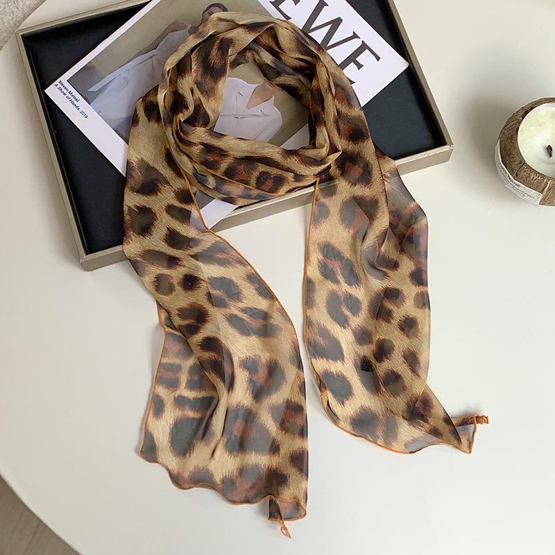 New silk scarf premium printing loose multi-purpose simple polka dot headband leopard print sweet cool streamer