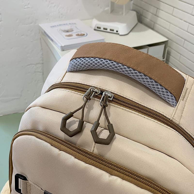 Contrast Color Middle School Student Schoolbag Large Capacity College Style Backpack with Coin Purse