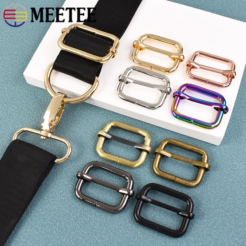 10Pcs Meetee 13-50mm Metal Buckle Backpack Belts Sliders Buckles Webbing Adjuster Clasp DIY Handbag Crafts Hardware Accessories