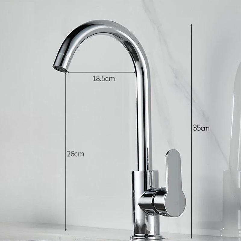 

Chrome Stainless Steel Kitchen Faucet Sink Faucet Single Handle Hot And Cold Mixer Water Tap Deck Mounted Bathroom Faucet серебряный