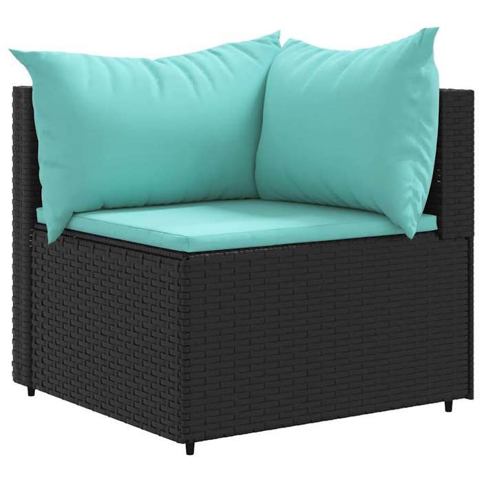 VidaXL Salon de jardin 8 pcs avec coussins noir résine tressée, ensemble de canapés d'extérieur, canapé d'angle de jardin 3308236