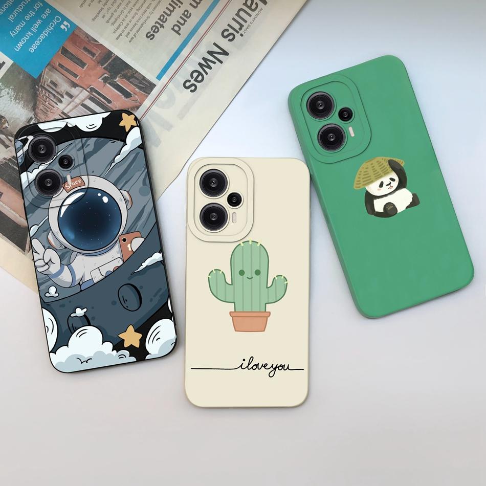 Case For Poco F5 Pro Painted Flowers Soft Liquid Silicone Camera Lens Protection Back Cover For Xiaomi Poco F 5 F5Pro Protectors