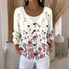 Women's Fashion Casual Knit Sweater Button-Up Floral Print Cardigan Jacket