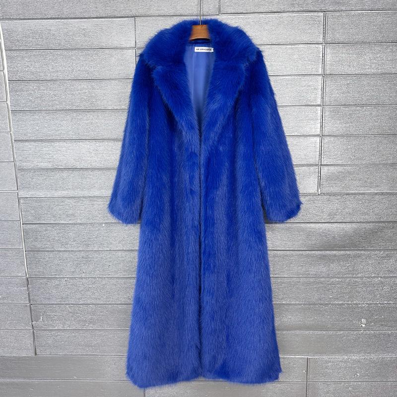Cappotto Lungo Spesso da Donna in Ecopelliccia con Revers – Soffice Design Imitazione Toka per l'Inverno
