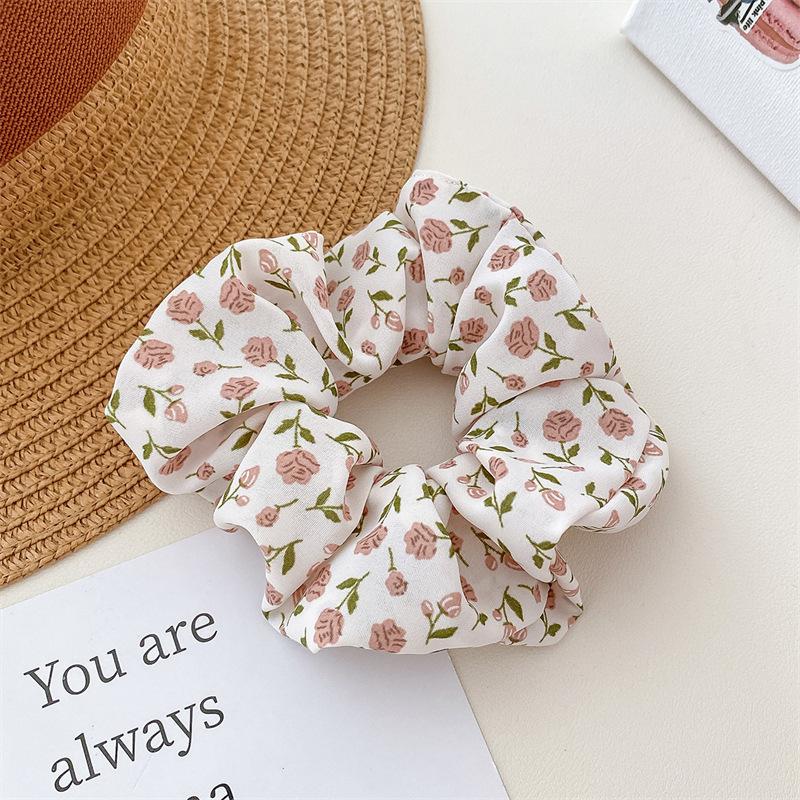 Gentle Sweet Women Floral Hair Ties Scrunchies Tulip Rose Flower Hair Rope Summer Ponytail Holder Rubber Band Hair Accessories