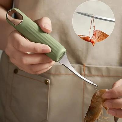 1 pz. Coltello multifunzionale per gamberetti in acciaio inox, per rimuovere il guscio dei gamberetti, utensili da cucina per la casa