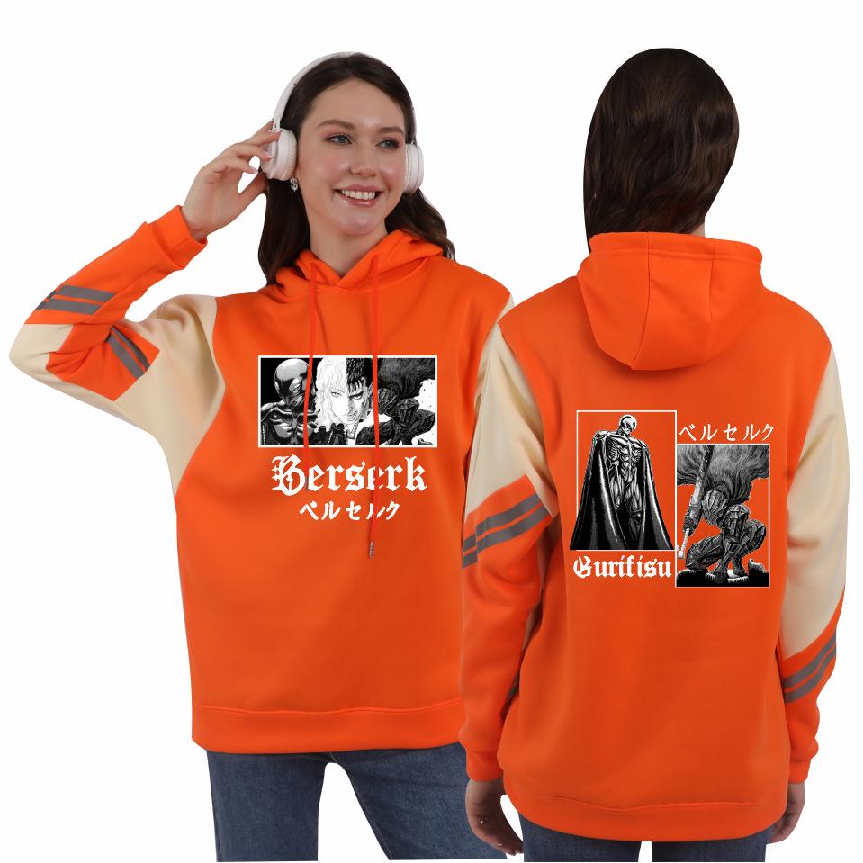 Trendy Men's Berserk Anime Hoodie - Loose Fit for Spring/Autumn, Casual & Sporty with Hood