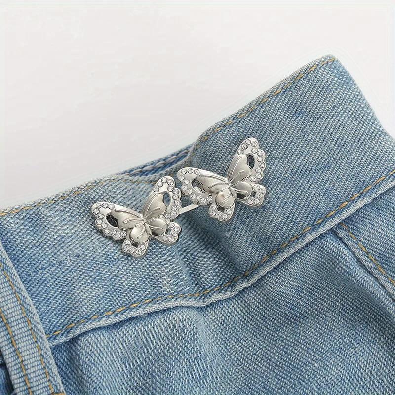 Adjustable Tightener Waist Buckle for Jeans, No Sewing Required Butterfly Button Adjuster for Pants and Skirts Waist