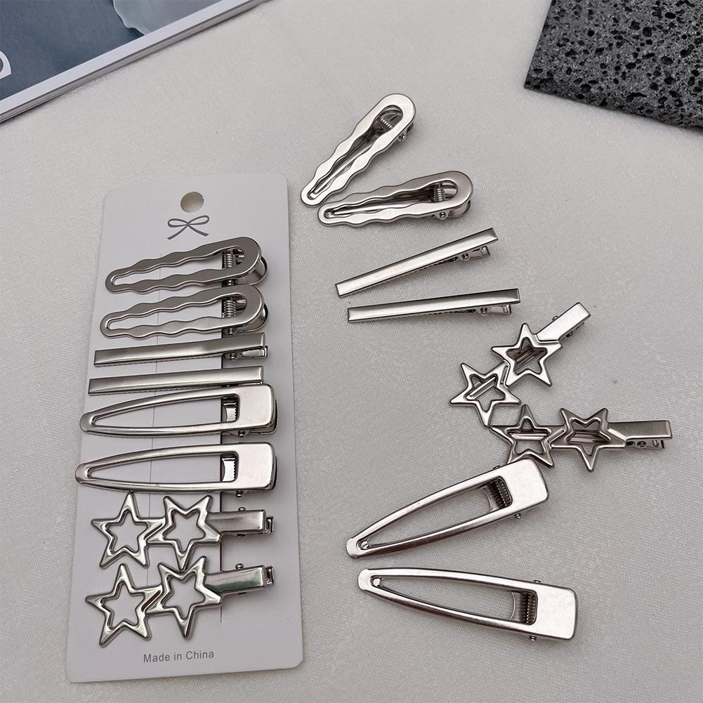 8pcs/set Silver Metal Multistyle Hairpins Seamless Bangs Clips Simple Hair Clips Headwear Hair Accessories for Women