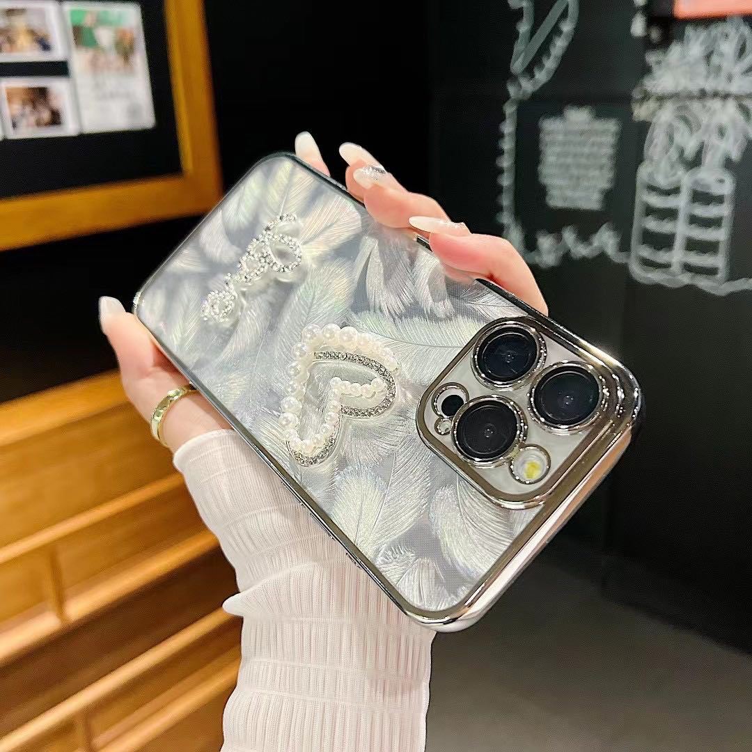 

Подходит для чехла для мобильного телефона iPhone15 Гальванизированная перьевая пряжа 13 Apple 16 Promax Защитный чехол Мода 14 Роскошь iPhoneXSmax