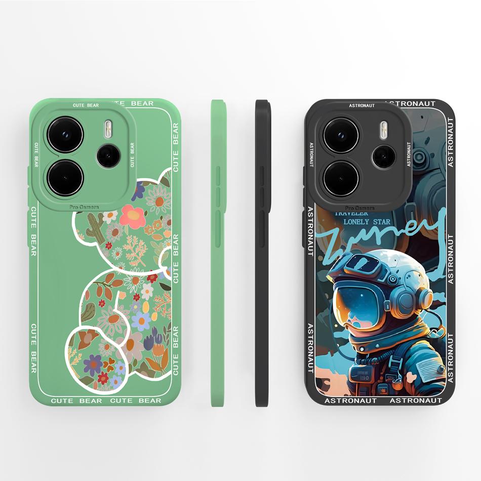Per Custodia Telefono Redmi Note 14 4G Versione Europa Farfalla Funda Cover Posteriore Morbida in Silicone Liquido Per Protezioni Telefono Redmi Note14