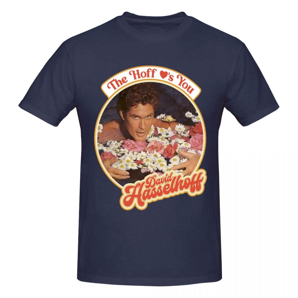 Unisex The Hoff Loves You David Hasselhoff Tričko Vintage Oversized Bavlna Kulatý výstřih Vlastní rukáv Unisex Tričko