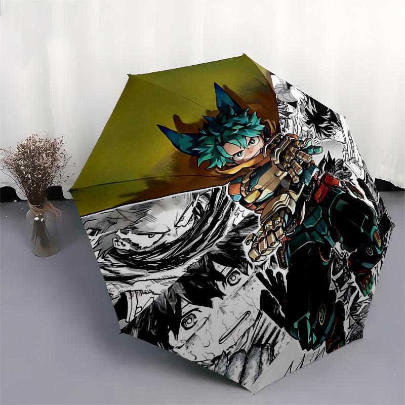1pc My Hero Academia Boku No Hero Academia Automatic Opening & Closing Outdoor Umbrella with Katsuki Bakugo Design, Portable Tri-Fold Design, 8-R