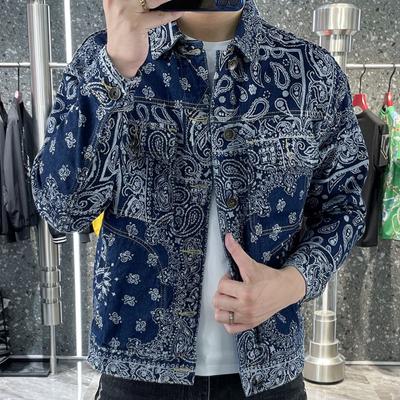 Moda Marka Kaju Çiçek Denim Ceket erkek Yeni Sonbahar Giyim Moda Denim Ceket