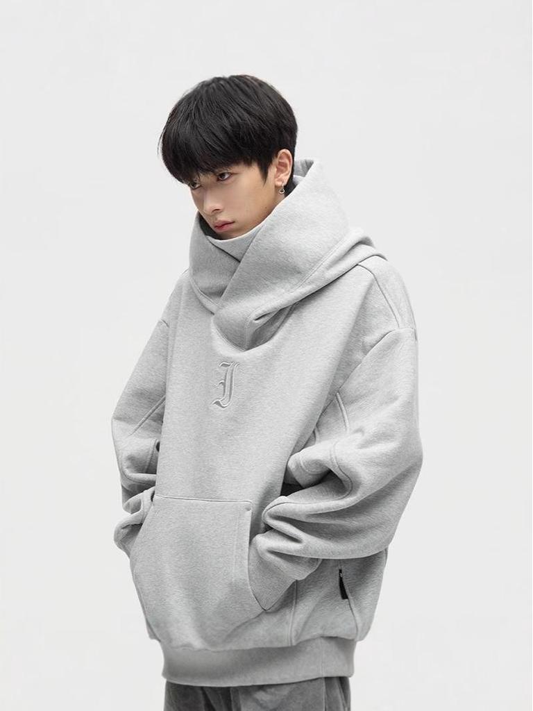 Ninja Herren-Hoodie mit Stehkragen gegen soziale Ängste – Herbst/Winter Samtjacke, schweres Material, trendige Partnerjacke