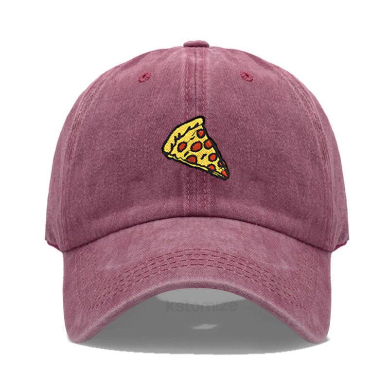 Pizza Embroidered Baseball Caps for Men Women Retro Soft Washed Cotton Dad Hat Snapback Cap Wholesale Dropshipping