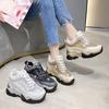 Summer Breathable Chunky Sneakers for Women  Spring Gold Silver Mesh Woman Platform Vulcanize Shoes Thick Bottom Sandals 5cm