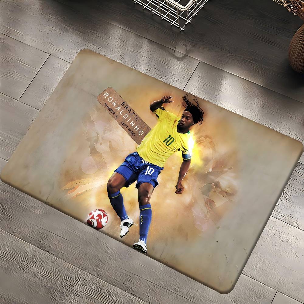 R-Ronaldinho Sport Football Star Door Mat Kids Room Bedroom Decoration Balcony Anti-Slip Doormat Living Room Doormat Area Rug