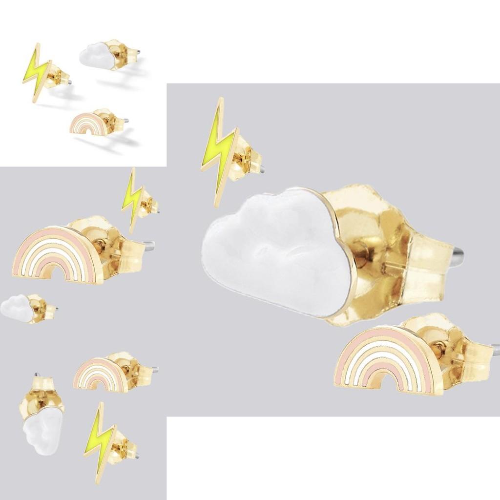 Stylish Geometric Lightning Rainbow Cloud Earrings Unique Simple Street Style