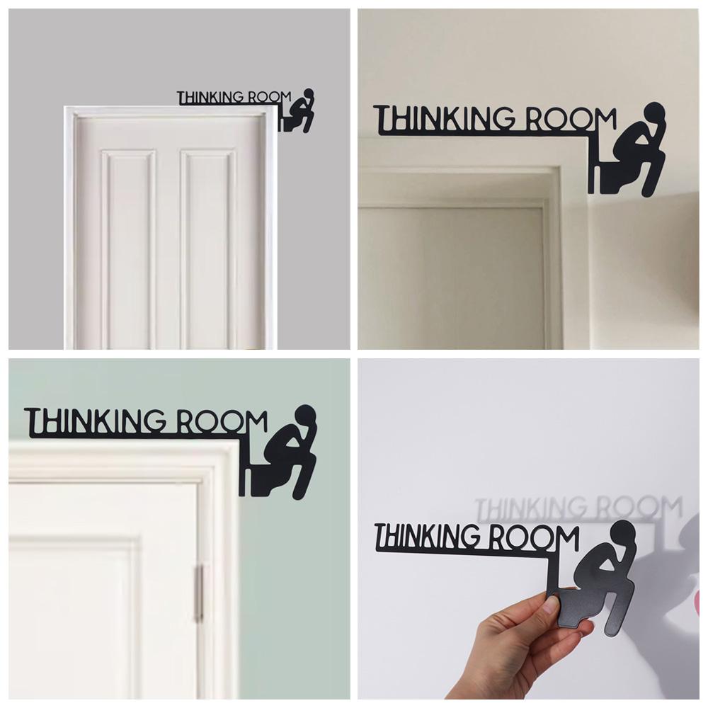 Black Thinking Room Wall Mount Sculpture Metal Decorative Door Frame Pendant Toilet Door Sign Home